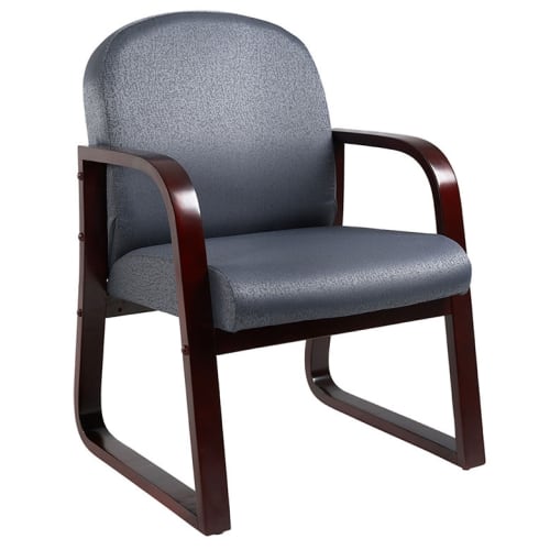 Boss Guest Accent or Dining Chair, Mahogany Frame with Gray Fabric